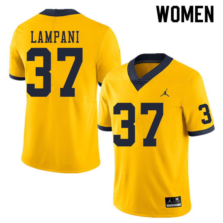 Women #37 Jonathan Lampani Michigan Wolverines College Football Jerseys Sale-Yellow